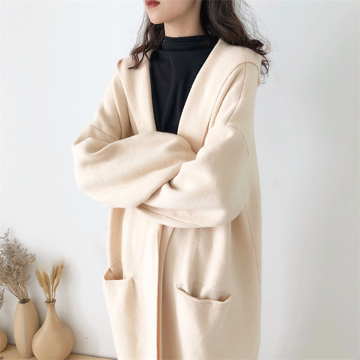 <br>ロングカーディガン レディース 秋 秋冬 大きいサイズ 厚手 パーカー 帽子 フード付き カーディガン ニットカーディガン マキシ丈 ロングカーデ アウター 羽織り トップス 長袖 Vネック Iライン ローゲージニット リブ リブニット 冬 送料無料