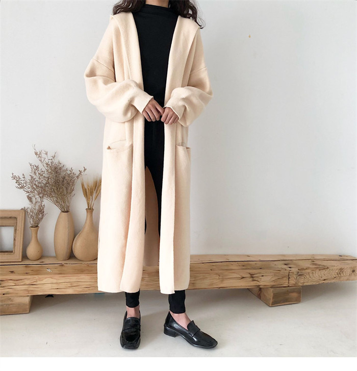 <br>ロングカーディガン レディース 秋 秋冬 大きいサイズ 厚手 パーカー 帽子 フード付き カーディガン ニットカーディガン マキシ丈 ロングカーデ アウター 羽織り トップス 長袖 Vネック Iライン ローゲージニット リブ リブニット 冬 送料無料