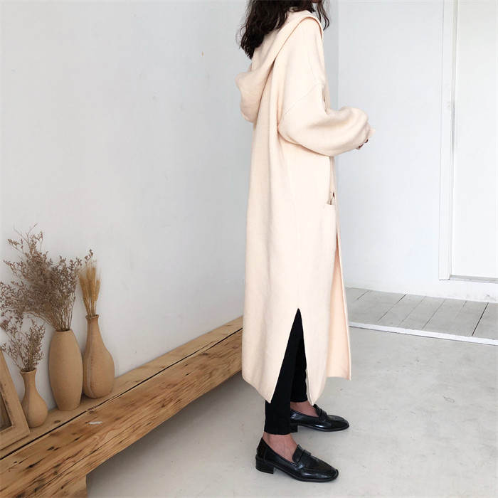 <br>ロングカーディガン レディース 秋 秋冬 大きいサイズ 厚手 パーカー 帽子 フード付き カーディガン ニットカーディガン マキシ丈 ロングカーデ アウター 羽織り トップス 長袖 Vネック Iライン ローゲージニット リブ リブニット 冬 送料無料