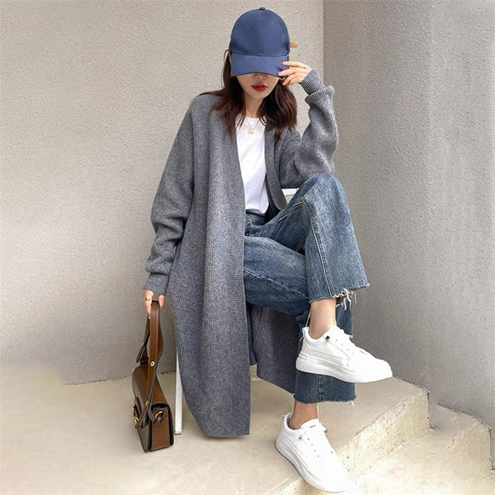 <br>ロングニットコート カーディガン レディース 秋 秋冬 大きいサイズ 厚手 パーカー 帽子 フード付き ニットカーディガン マキシ丈 ニット ロングカーディガン ロングニット アウター 羽織り 長袖 Vネック Iライン ローゲージニット 送料無料