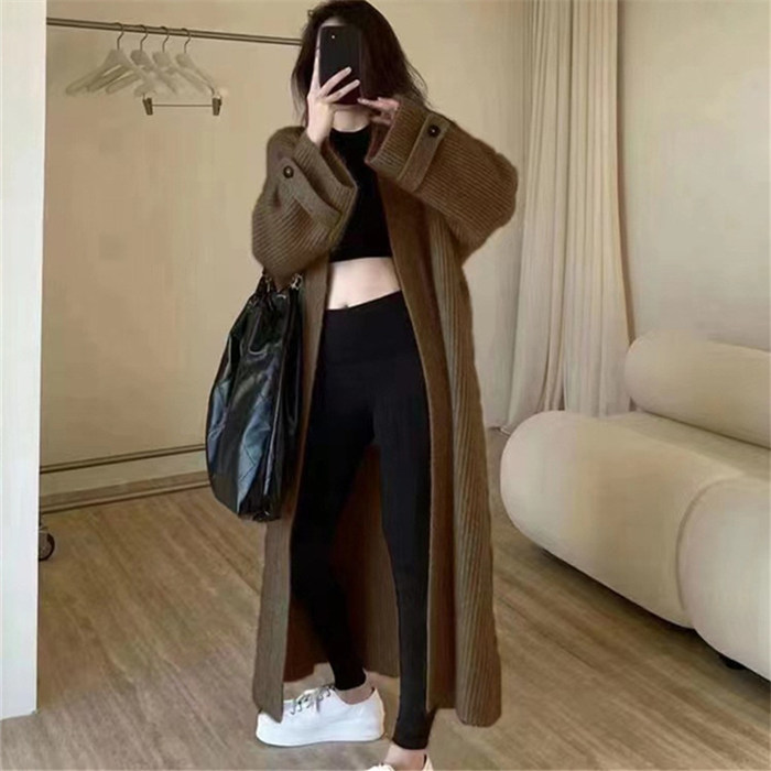 <br>ロングカーディガン レディース 秋 秋冬 大きいサイズ 厚手 パーカー 帽子 フード付き カーディガン ニットカーディガン マキシ丈 ニット ロングカーデ ロングニット アウター 羽織り トップス 長袖 Vネック Iライン ローゲージニット リブ リブニット 冬 送料無料