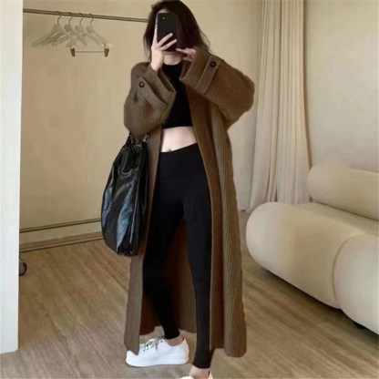 <br>ロングカーディガン レディース 秋 秋冬 大きいサイズ 厚手 パーカー 帽子 フード付き カーディガン ニットカーディガン マキシ丈 ニット ロングカーデ ロングニット アウター 羽織り トップス 長袖 Vネック Iライン ローゲージニット リブ リブニット 冬 送料無料