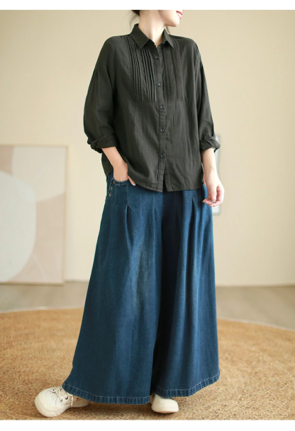 ワイドパンツ デニム レディース 春 秋 ガウチョパンツ ワイドデニム デニムパンツ 体型カバー ジーンズ ハイウェストデニム ロングパンツ 大きいサイズロング丈 華奢見え おしゃれ ゆったり カジュアル 着痩せ ボトムス ゆる 着回し