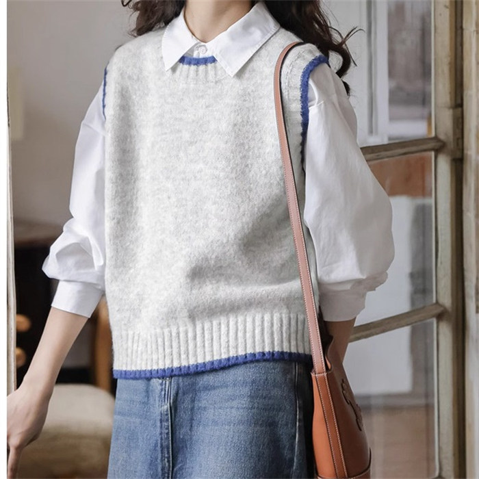 <br>ニットベスト レディース オーバーサイズ Uネック ケーブル編み トップス ベスト ニット チョッキ ノースリーブ シンプル 着回し力 体型カバー 普段着 通勤 春 秋 冬 柔らかい ニットタンクトップ レイヤード風 無地 大きいサイズ 送料無料