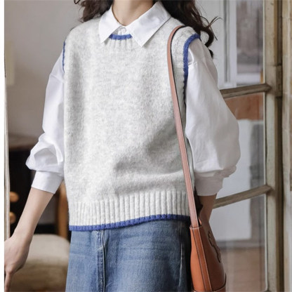 <br>ニットベスト レディース オーバーサイズ Uネック ケーブル編み トップス ベスト ニット チョッキ ノースリーブ シンプル 着回し力 体型カバー 普段着 通勤 春 秋 冬 柔らかい ニットタンクトップ レイヤード風 無地 大きいサイズ 送料無料