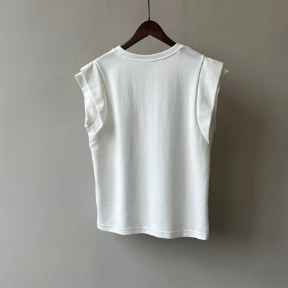 【送料無料】tシャツ レディース フレンチスリーブ カットソー きれいめ Tシャツ 無地 クルーネック トップス 夏 カジュアル 二の腕カバー ナンニング ノースリーブ シンプル ベーシック コットン 綿 オフィス お出かけ デート 楽ちん ゆったり ブラック 黒