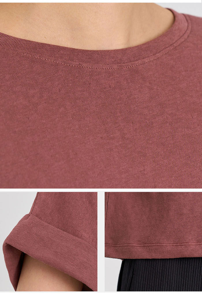 【新色追加!】Tシャツ レディース 半袖 カットソー クルーネック フレンチスリーブ ドルマンスリーブ 綿麻 コットン リネン ロング tシャツ トップス きれいめ インナー ティーシャツ チュニック 体型カバー 大きいサイズ Uネック 丸首 二の腕カバー 無地 春 夏