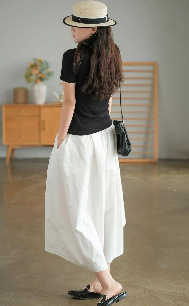 ガウチョパンツ レディース パンツ 8分丈 ワイドパンツ スカーチョ きれいめ 大きいサイズ ウエストゴム ボトムス コットン 無地 春夏 体型カバー ゆったり フレアパンツ チノパンツ 薄手 楽チン 着痩せ 脚長 カジュアル 大人 ナチュラル 30 40 50代