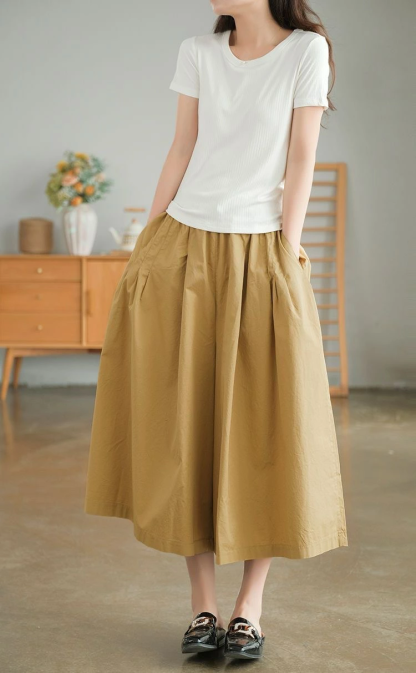 ガウチョパンツ レディース パンツ 8分丈 ワイドパンツ スカーチョ きれいめ 大きいサイズ ウエストゴム ボトムス コットン 無地 春夏 体型カバー ゆったり フレアパンツ チノパンツ 薄手 楽チン 着痩せ 脚長 カジュアル 大人 ナチュラル 30 40 50代