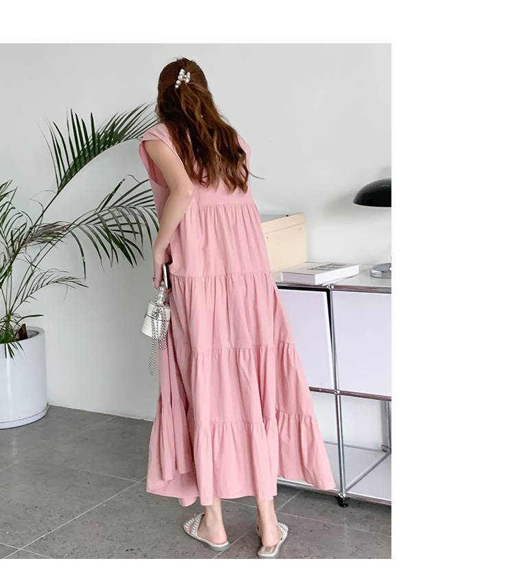 ワンピース ティアード ワンピース ノースリーブ 夏 レディース ふんわり ワンピース 無袖 ロング丈 ティアード ガーリー ヴィンテージ ゆったり 大きいサイズ 体型カバー シンプル リゾート 旅行 ビーチ