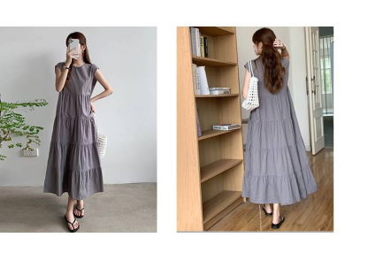 ワンピース ティアード ワンピース ノースリーブ 夏 レディース ふんわり ワンピース 無袖 ロング丈 ティアード ガーリー ヴィンテージ ゆったり 大きいサイズ 体型カバー シンプル リゾート 旅行 ビーチ