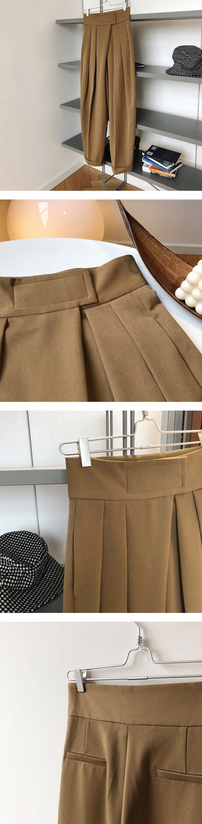 タックワイドパンツ レディース ボトムス 春 夏 イージーパンツ ワイドパンツ マジックテープ タック スラックス 美シルエット オリジナル タックパンツ ハイウエスト ロング丈 きれいめ 通勤