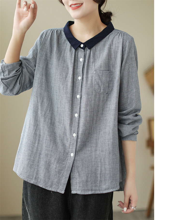 シャツ レディース 長袖 麻 白 おしゃれ 春 チェック 春秋 きれいめ 長袖シャツ ブラウス トップス シャツブラウス 体型カバー ゆったり 前開き 送料無料 柔らか 秋冬 ビッグシルエット 通勤 OL 大人可愛い エレガント 上品 上質 面接 入園式 卒業式 忘年会