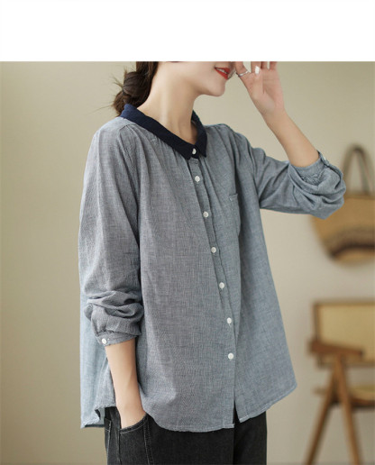 シャツ レディース 長袖 麻 白 おしゃれ 春 チェック 春秋 きれいめ 長袖シャツ ブラウス トップス シャツブラウス 体型カバー ゆったり 前開き 送料無料 柔らか 秋冬 ビッグシルエット 通勤 OL 大人可愛い エレガント 上品 上質 面接 入園式 卒業式 忘年会