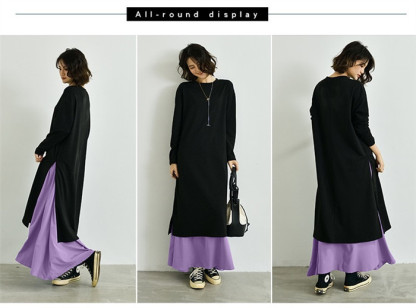 <br>ロングワンピース 春 ロングスカート 長袖 大きいサイズ ２点セット 春夏 ロング丈 レディース ゆるっと マキシワンピース 30代 40代 ゆったり 体型カバー ビッグシルエット サイドスリット