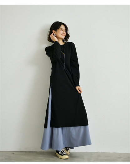 <br>ロングワンピース 春 ロングスカート 長袖 大きいサイズ ２点セット 春夏 ロング丈 レディース ゆるっと マキシワンピース 30代 40代 ゆったり 体型カバー ビッグシルエット サイドスリット