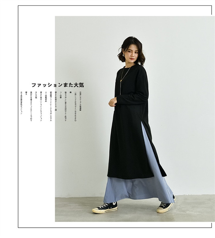 <br>ロングワンピース 春 ロングスカート 長袖 大きいサイズ ２点セット 春夏 ロング丈 レディース ゆるっと マキシワンピース 30代 40代 ゆったり 体型カバー ビッグシルエット サイドスリット