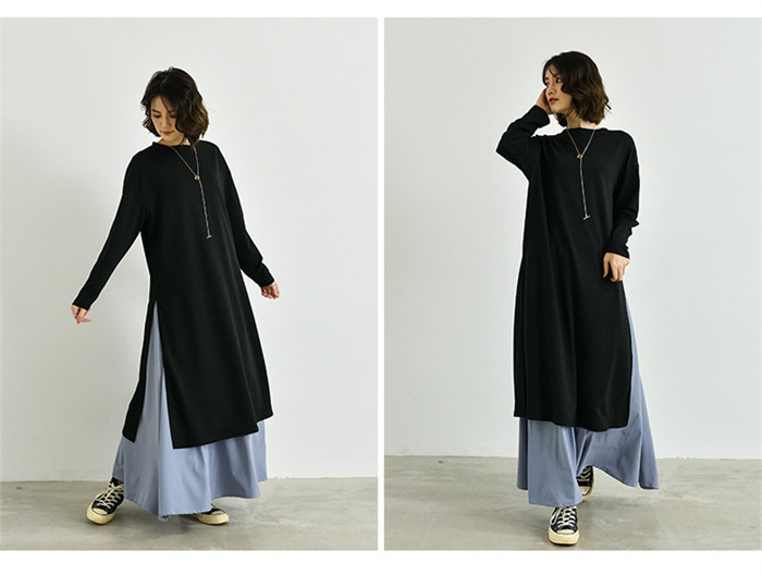 <br>ロングワンピース 春 ロングスカート 長袖 大きいサイズ ２点セット 春夏 ロング丈 レディース ゆるっと マキシワンピース 30代 40代 ゆったり 体型カバー ビッグシルエット サイドスリット