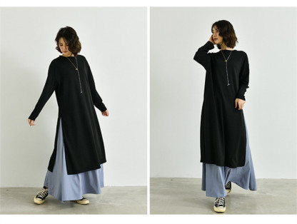 <br>ロングワンピース 春 ロングスカート 長袖 大きいサイズ ２点セット 春夏 ロング丈 レディース ゆるっと マキシワンピース 30代 40代 ゆったり 体型カバー ビッグシルエット サイドスリット
