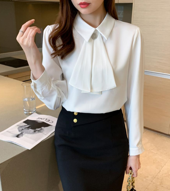 ボウタイブラウス ボウタイシャツ オフィス セレモニー シャツ ボウタイ レディース トップス 長袖 大人 可愛い おしゃれ ブラウス フォーマル シフォン 高級感 ゴージャス 上品 シフォンシャツ 卒園式 入園式 入学式 卒業 結婚式 二次会 50代 40代 30代 仕事 ホワイト