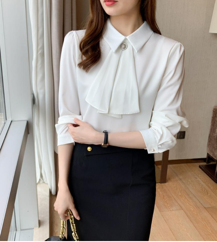 ボウタイブラウス ボウタイシャツ オフィス セレモニー シャツ ボウタイ レディース トップス 長袖 大人 可愛い おしゃれ ブラウス フォーマル シフォン 高級感 ゴージャス 上品 シフォンシャツ 卒園式 入園式 入学式 卒業 結婚式 二次会 50代 40代 30代 仕事 ホワイト