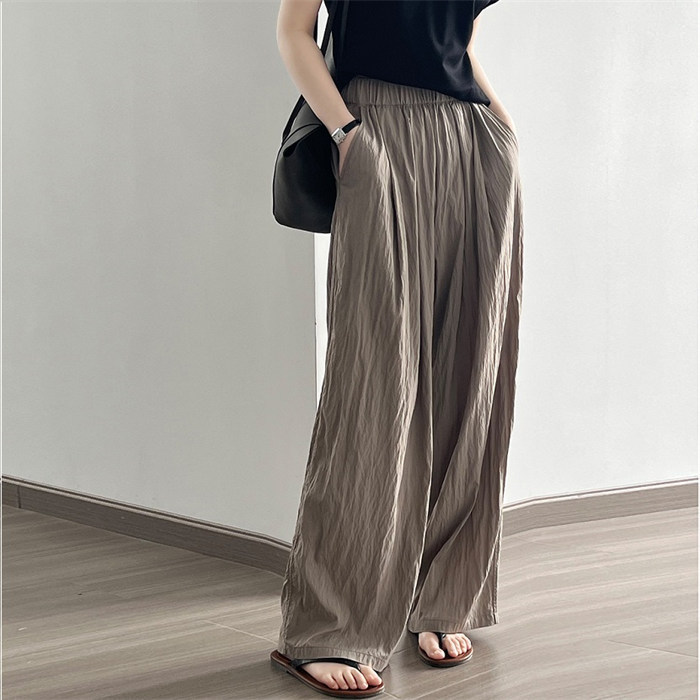 ワイドパンツ レディース イージーパンツ ひんやり 涼しい 薄手 UVカット ガウチョパンツ ロング 加工 接触冷感 さらさら ワイド ガウチョ ボトムス ウエストゴム 大きいサイズ ゆったり クール 春夏 体型カバー 脚長 着痩せ 送料無料