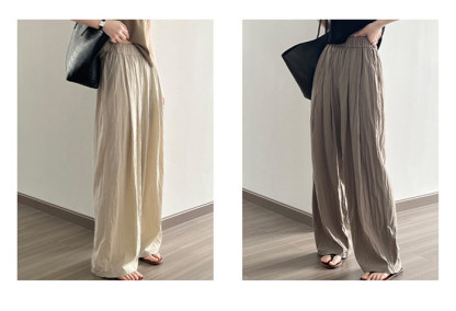 ワイドパンツ レディース イージーパンツ ひんやり 涼しい 薄手 UVカット ガウチョパンツ ロング 加工 接触冷感 さらさら ワイド ガウチョ ボトムス ウエストゴム 大きいサイズ ゆったり クール 春夏 体型カバー 脚長 着痩せ 送料無料