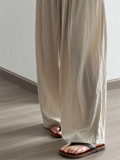 ワイドパンツ レディース イージーパンツ ひんやり 涼しい 薄手 UVカット ガウチョパンツ ロング 加工 接触冷感 さらさら ワイド ガウチョ ボトムス ウエストゴム 大きいサイズ ゆったり クール 春夏 体型カバー 脚長 着痩せ 送料無料