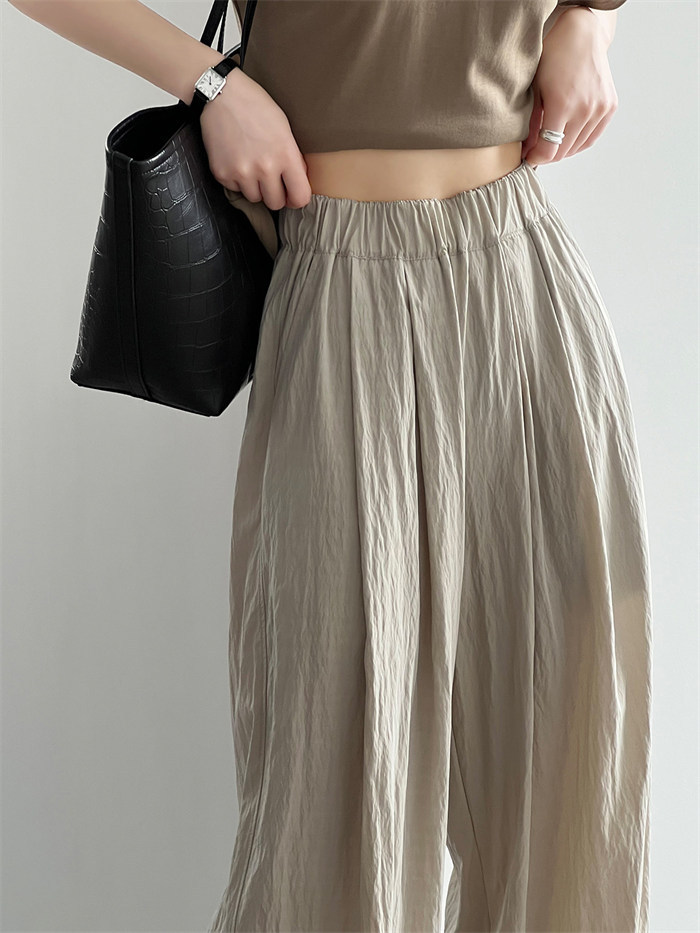 ワイドパンツ レディース イージーパンツ ひんやり 涼しい 薄手 UVカット ガウチョパンツ ロング 加工 接触冷感 さらさら ワイド ガウチョ ボトムス ウエストゴム 大きいサイズ ゆったり クール 春夏 体型カバー 脚長 着痩せ 送料無料