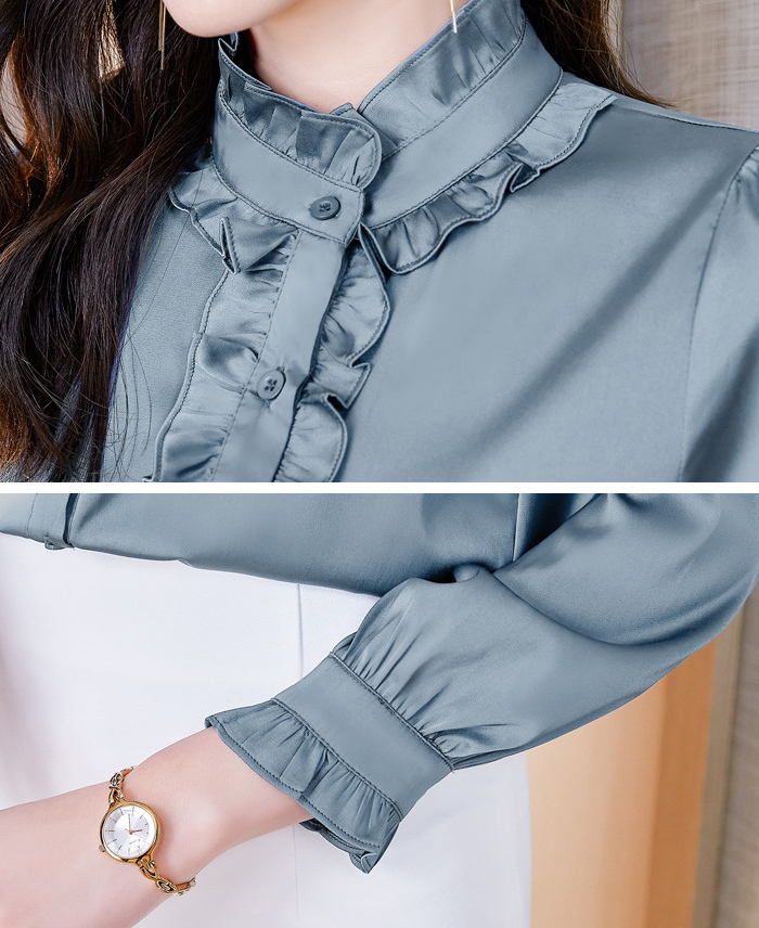 フォーマルシャツ 長袖 サテン フリル レディース トップス 大人 可愛い おしゃれ オフィス セレモニー ブラウス フォーマル 光沢感 高級感 ゴージャス 上品 小顔効果 卒園式 入園式 入学式 卒業 結婚式 二次会 50代 40代 30代 仕事 ホワイト 大きいサイズ 2L 3L 4L