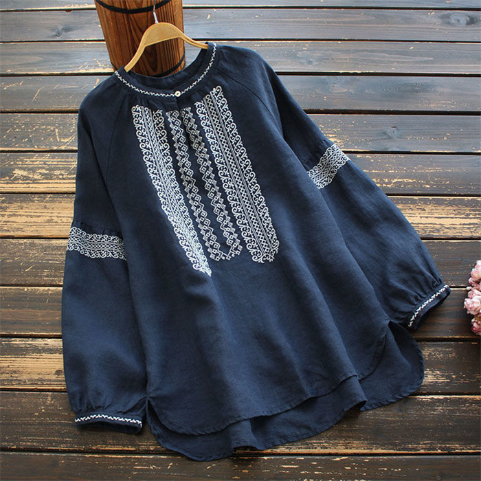 <br>ブラウス シャツ シャツブラウス レディース 長袖 麻風 白 おしゃれ 春 刺繍 綿混 ぽわん袖 春秋 きれいめ 長袖シャツ トップス 体型カバー ゆったり 前開き 送料無料 柔らか ビッグシルエット 通勤 OL 大人可愛い エレガント 入園式 卒業式