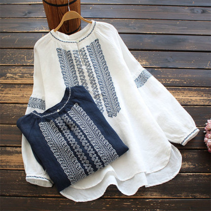 <br>ブラウス シャツ シャツブラウス レディース 長袖 麻風 白 おしゃれ 春 刺繍 綿混 ぽわん袖 春秋 きれいめ 長袖シャツ トップス 体型カバー ゆったり 前開き 送料無料 柔らか ビッグシルエット 通勤 OL 大人可愛い エレガント 入園式 卒業式