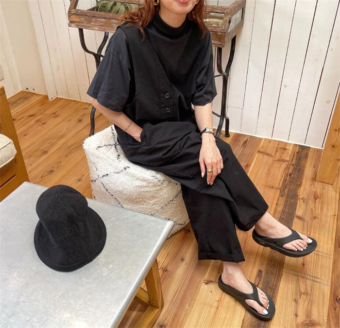 <br>オールインワン サロペット レディース 薄手 夏 ワイドパンツ きれいめ 黒 大きめ 大きいサイズ ノースリーブ 無地 オーバーオール ロング 服 つなぎ シンプル ポケット