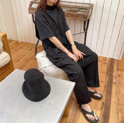 <br>オールインワン サロペット レディース 薄手 夏 ワイドパンツ きれいめ 黒 大きめ 大きいサイズ ノースリーブ 無地 オーバーオール ロング 服 つなぎ シンプル ポケット