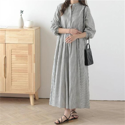 <br>シャツワンピース 長袖 春 レディース 大きいサイズ ロング マキシワンピース ロングシャツワンピ 前開き ぽわん袖 バルーンスリープ プリーツワンピ プリーツ きれいめ マキシ丈 ワンピース ビッグシルエット ゆるっと 大人可愛い 送料無料