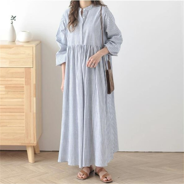 <br>シャツワンピース 長袖 春 レディース 大きいサイズ ロング マキシワンピース ロングシャツワンピ 前開き ぽわん袖 バルーンスリープ プリーツワンピ プリーツ きれいめ マキシ丈 ワンピース ビッグシルエット ゆるっと 大人可愛い 送料無料