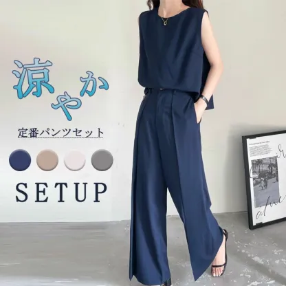 パンツセットアップ セットアップ レディース セレモニー ビジネススーツ フォーマル きれいめ カジュアル パンツスーツ 無地 おしゃれ 長袖 セットアップ オフィス 卒業式 卒園式 入学式 入園式 ノースリーブ 夏 ベスト ワイドパンツ 体型カバー 大きいサイズ 送料無料