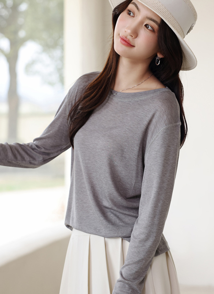 tシャツ レイヤード シアー トップス シャツ 長袖  重ね着 シアートップス Uネック インナー クルーネック 体型カバー UVカット UV 紫外線 シアーロングスリーブTシャツ 透け感 ベーシック 夏 春 20 30 40 50代