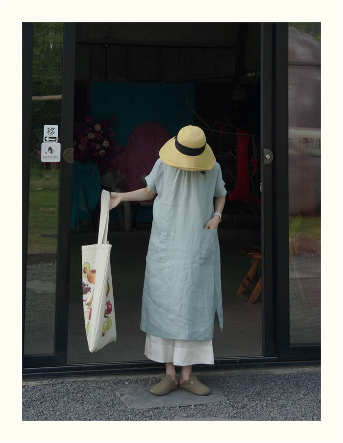 ロングワンピース 夏 半袖 レディース きれいめ 綿混 ワンピース ミモレ丈 楽ちん 体型カバー シャツワンピース 綿混 麻風 森ガール リネン風 リネン風ワンピース ゆったり シンプル 無地 カジュアル ポケット プリーツ 大人可愛い 送料無料