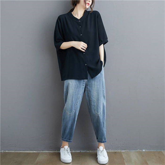 <br>シャツ ブラウス レディース 夏 半袖 ロングシャツ aライン tシャツ 大きいサイズ ゆったり 黒シャツ きれいめ  カジュアル 大人 おしゃれ 無地 黒 ブラック 体型カバー 着痩せ