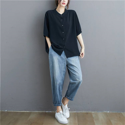 <br>シャツ ブラウス レディース 夏 半袖 ロングシャツ aライン tシャツ 大きいサイズ ゆったり 黒シャツ きれいめ  カジュアル 大人 おしゃれ 無地 黒 ブラック 体型カバー 着痩せ