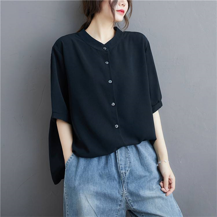 <br>シャツ ブラウス レディース 夏 半袖 ロングシャツ aライン tシャツ 大きいサイズ ゆったり 黒シャツ きれいめ  カジュアル 大人 おしゃれ 無地 黒 ブラック 体型カバー 着痩せ
