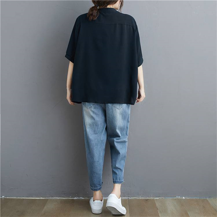 <br>シャツ ブラウス レディース 夏 半袖 ロングシャツ aライン tシャツ 大きいサイズ ゆったり 黒シャツ きれいめ  カジュアル 大人 おしゃれ 無地 黒 ブラック 体型カバー 着痩せ