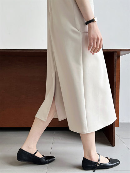 ワンピース 春 夏 レディース ノースリーブ ワンピース ロング丈 ロングワンピース Iライン きれいめ ドレス ワンピース お洒落 体型カバー 着痩せ 華奢見え スッキリ カジュアル オフィス 通勤 OL ノースリーブワンピース