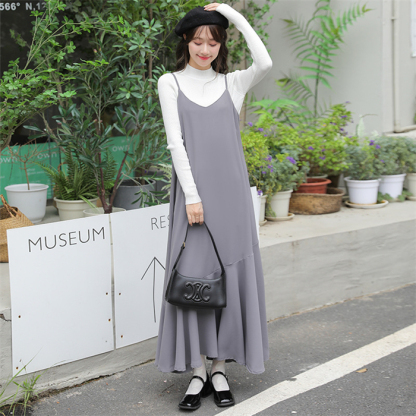 キャミワンピース サロペット マーメイドワンピース レディース マーメイド 秋 夏 黒 ジャンパースカート ベーシック ゆったり 無地 体型カバー 大きいサイズ キャミ ロングワンピース ロング丈 キャミソール オールシーズン 春夏秋冬 送料無料