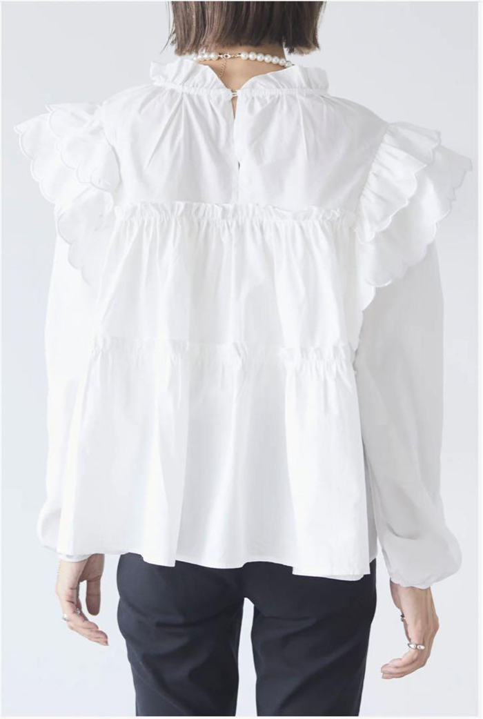 <br>シャツ ブラウス 長袖 フリル付き 可愛い レディース ティアード ベーシック トップス 無地 チェック 薄め 体型カバー カジュアル リラックス 大きいサイズ 30代 40代 50代 春夏 フリル袖 Tシャツ カットソー フレア袖 春 秋 きれいめ ゆったり お洒落 着回し抜群
