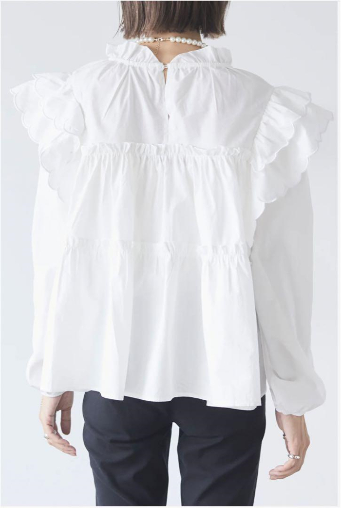 <br>シャツ ブラウス 長袖 フリル付き 可愛い レディース ティアード ベーシック トップス 無地 チェック 薄め 体型カバー カジュアル リラックス 大きいサイズ 30代 40代 50代 春夏 フリル袖 Tシャツ カットソー フレア袖 春 秋 きれいめ ゆったり お洒落 着回し抜群