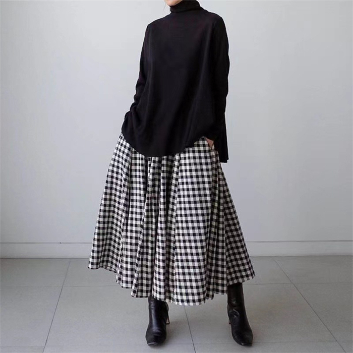 <br>スカート ロング チェック Aライン レディース 大きいサイズ Aラインスカート 綿混 ボトムス 春 春物 ロングスカート ミモレ丈 シンプル きれいめ チェック柄 お洒落 普段着 着回し お出かけ OL 日常 通勤 カジュアル 大人可愛い 送料無料