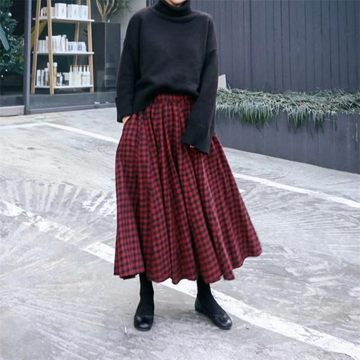 <br>スカート ロング チェック Aライン レディース 大きいサイズ Aラインスカート 綿混 ボトムス 春 春物 ロングスカート ミモレ丈 シンプル きれいめ チェック柄 お洒落 普段着 着回し お出かけ OL 日常 通勤 カジュアル 大人可愛い 送料無料