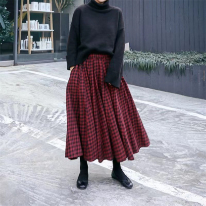<br>スカート ロング チェック Aライン レディース 大きいサイズ Aラインスカート 綿混 ボトムス 春 春物 ロングスカート ミモレ丈 シンプル きれいめ チェック柄 お洒落 普段着 着回し お出かけ OL 日常 通勤 カジュアル 大人可愛い 送料無料